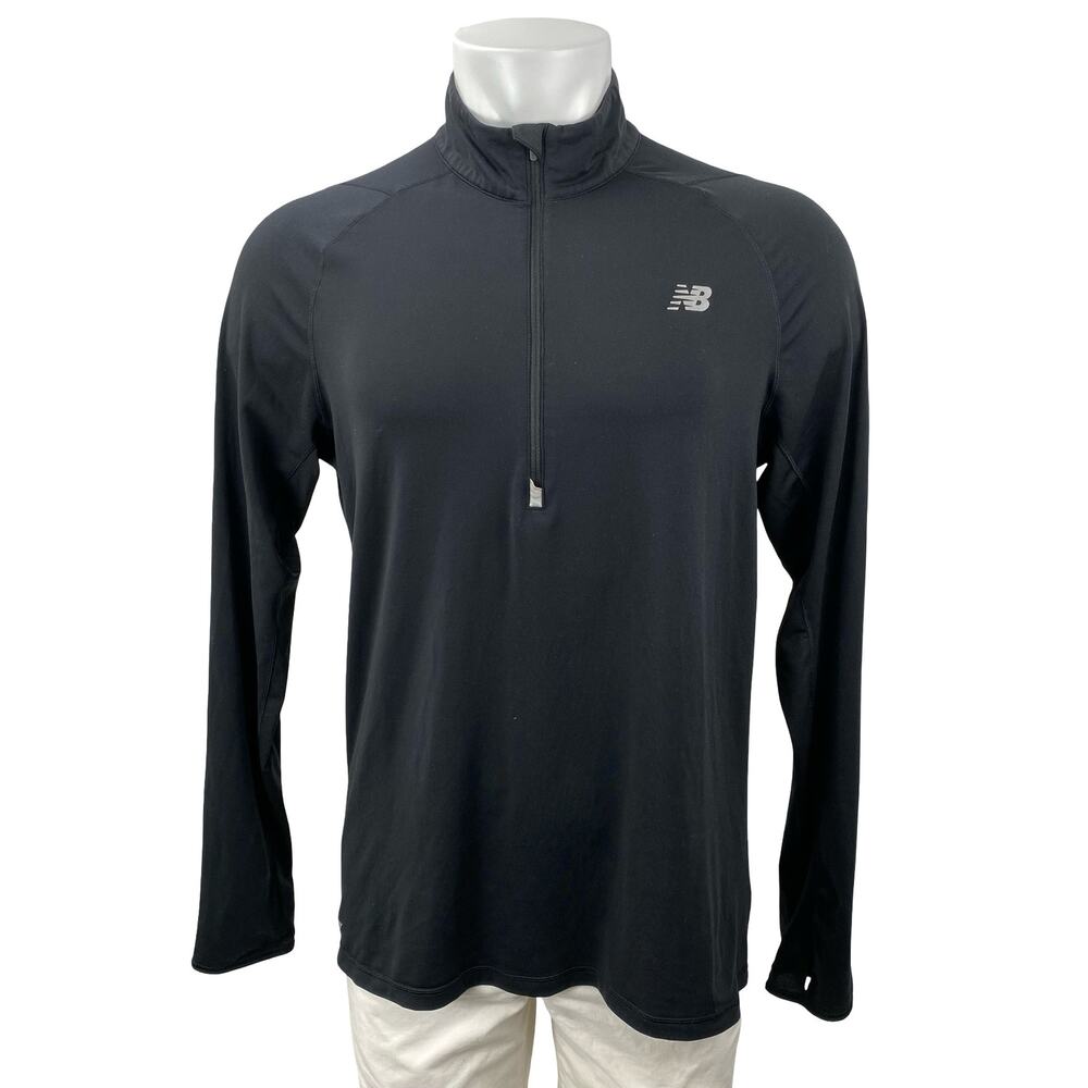 New Balance Men's Black High Neck Long Sleeve Sports Athletic Activewear Top L